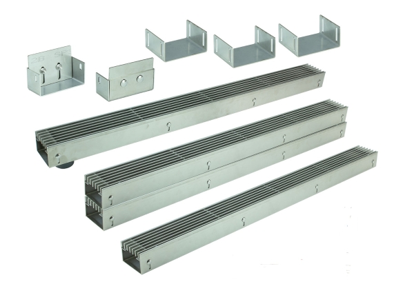 Edelstahlentwässerungsrinnen Bauhöhe 60 bis 80mm, Rost Längsstabrost SET Typ 4